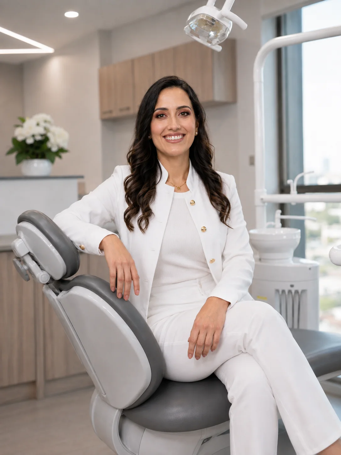 Dra. Gabriela Balseca, ortodoncista, en su consultorio